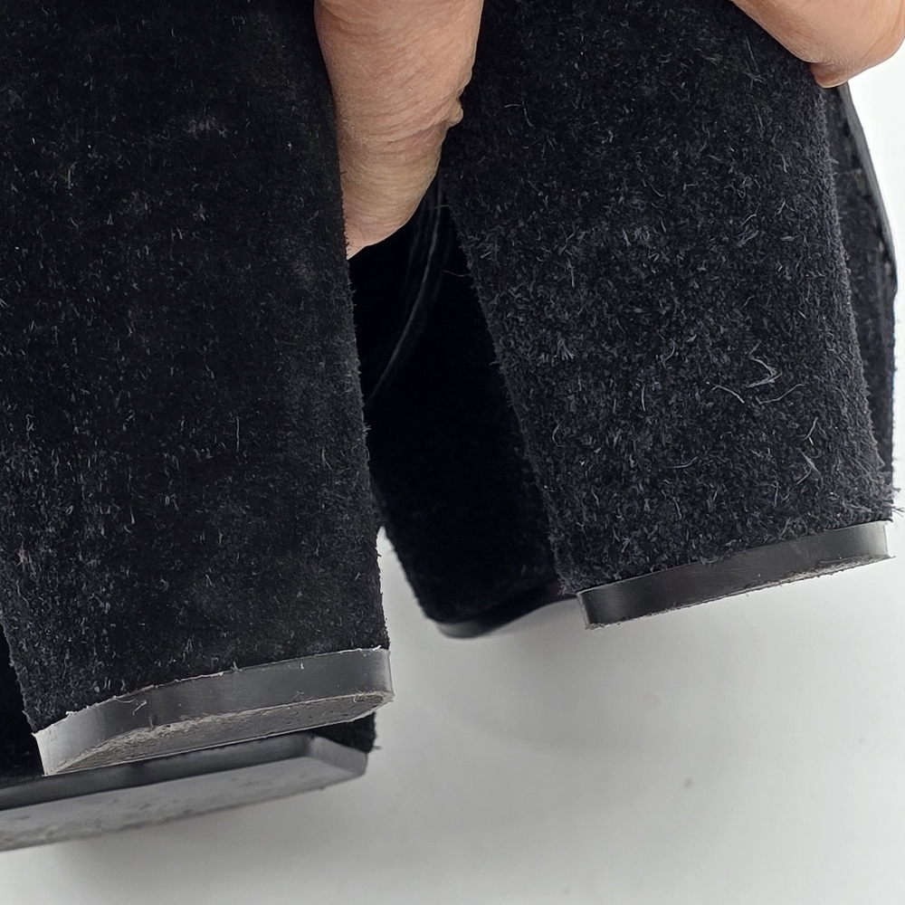 Michael Kors Y2K Black Suede Platform Boots 7M Chunky Heel Square Indie Grunge - Picture 7 of 15